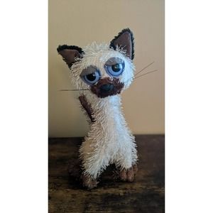 Carlton Cards Twisted Whiskers Siamese Cat Stuffed Plush Comical Cat 8"